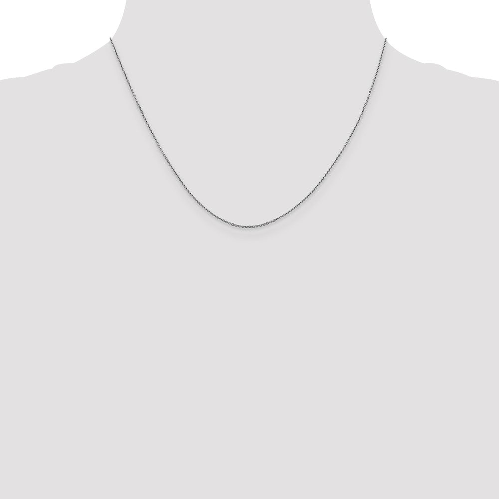 10k White Gold 0.9 mm D/C Round Open Link Cable Chain (1.35 grams)