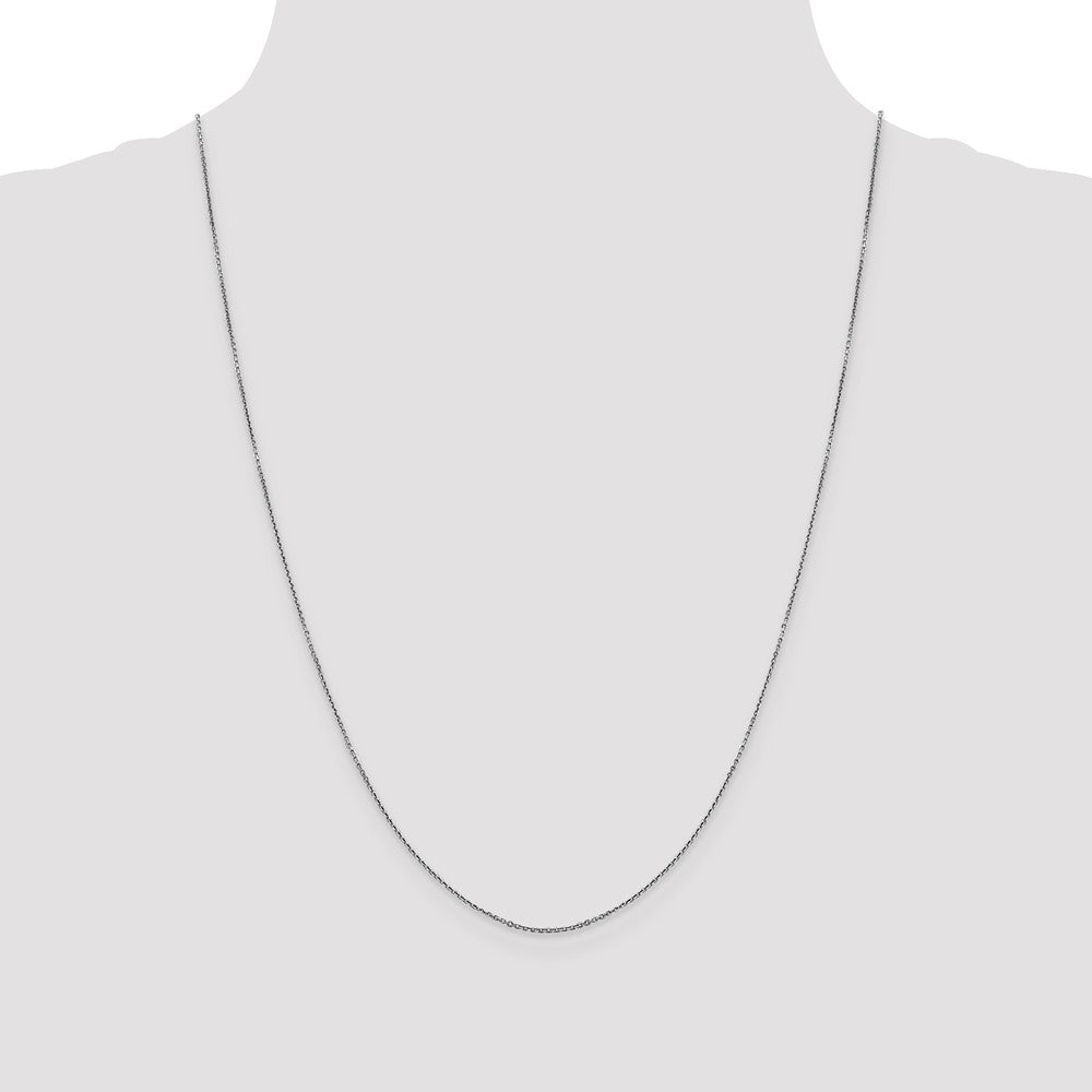 10k White Gold 0.9 mm D/C Round Open Link Cable Chain (1.35 grams)