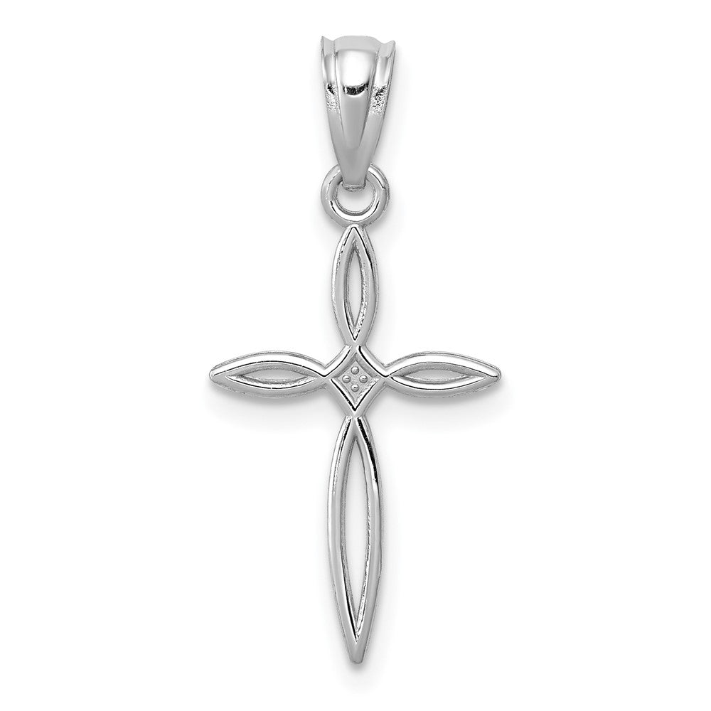10k White Gold 12 mm Passion Cross Charm (0.25 grams)
