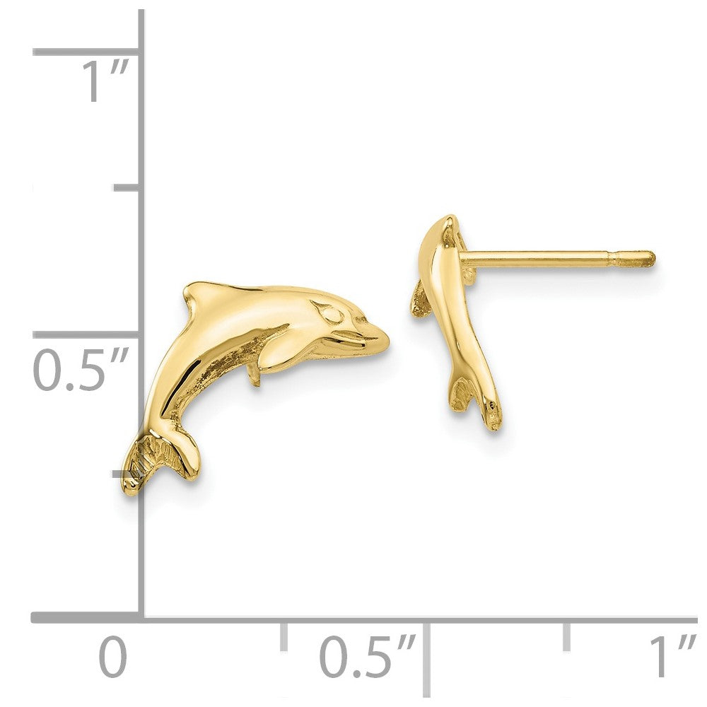 10k Yellow Gold 9 mm Dolphin Earrings (1.09 grams)