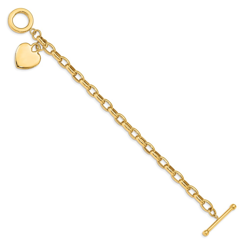 10k Yellow Gold 18 mm Heart Charm Bracelet (9.06 grams)