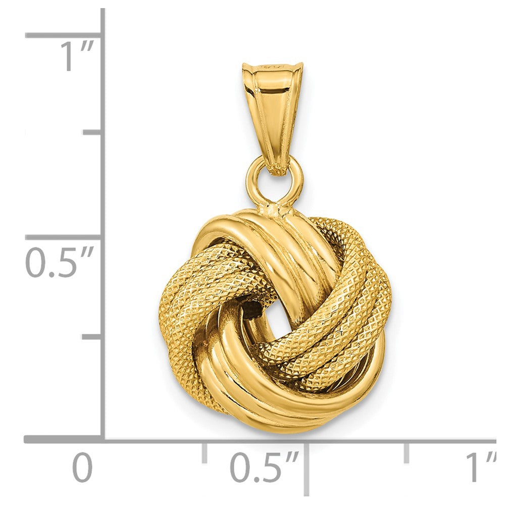 10k Polished Textured Love Knot Pendant (1.13 grams)