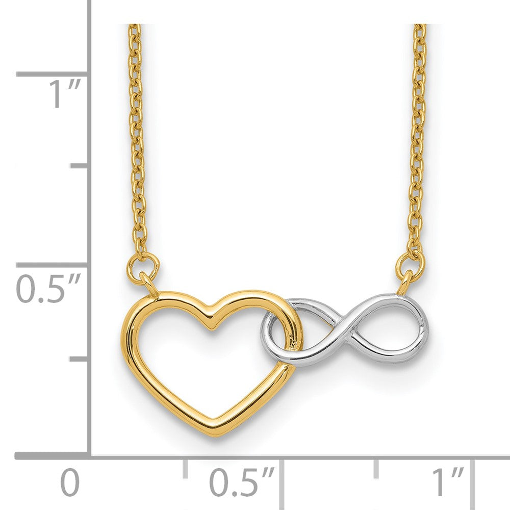 10k Yellow w/Rhodium 9.3 mm Heart with Infinity Symbol Necklace (1.7 grams)