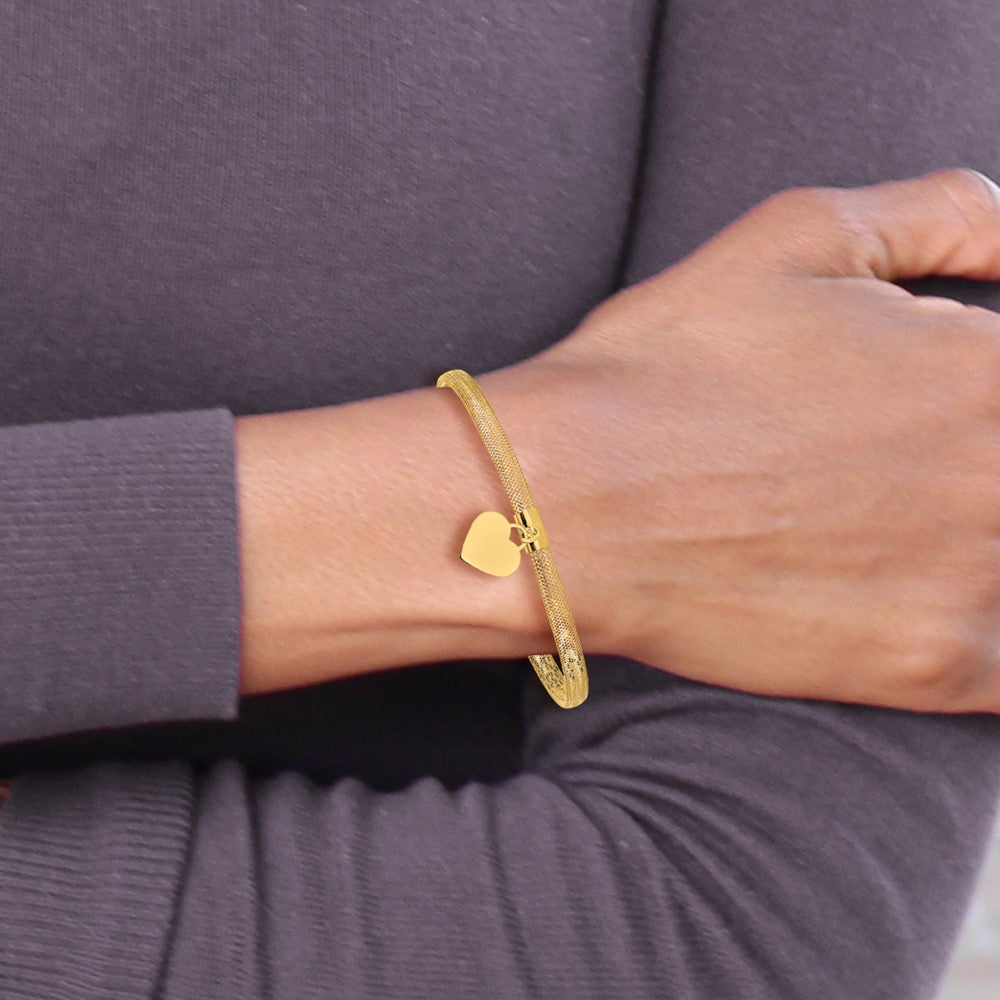 10k Yellow Gold 4 mm Heart Stretch Mesh Bracelet (1.11 grams)