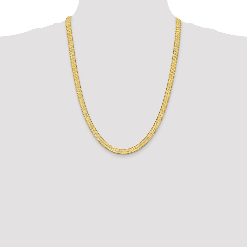 10k Yellow Gold 6.5 mm Silky Herringbone Chain (16.8 grams)