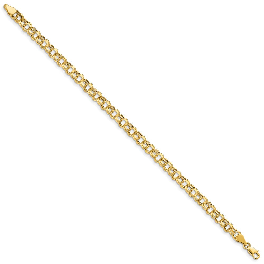 10k Yellow Gold 5 mm Diamond-cut Double Link Charm Bracelet (2.25 grams)