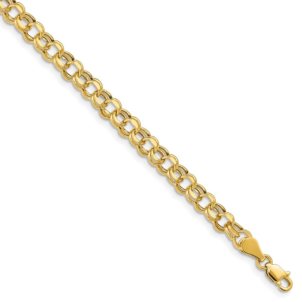 10k Yellow Gold 5 mm Diamond-cut Double Link Charm Bracelet (2.25 grams)