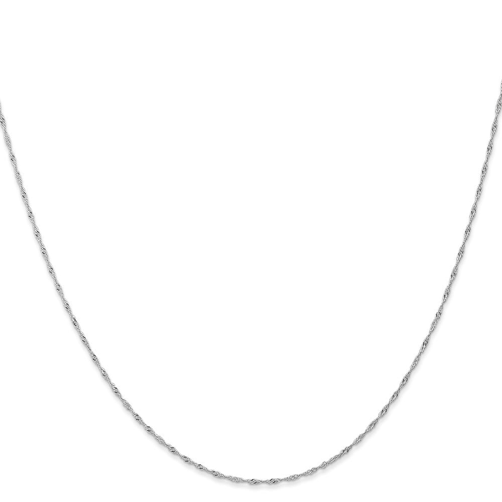 14k White Gold 1 mm Singapore with Spring Ring Clasp Chain (0.75 grams)
