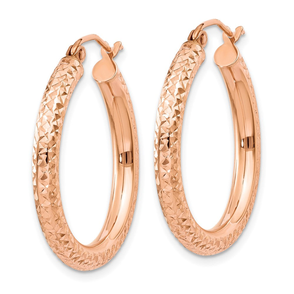 10k Rose Gold 3 mm Diamond-cut Hoop (1.56 grams)