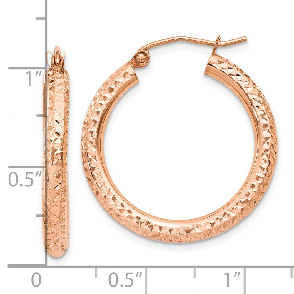 10k Rose Gold 3 mm Diamond-cut Hoop (1.56 grams)
