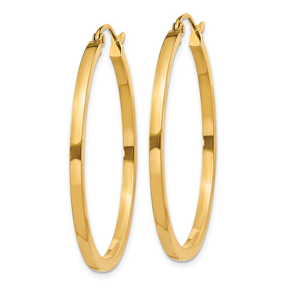 10k Yellow Gold 2 mm Square Tube Hoop Earrings (2.34 grams)