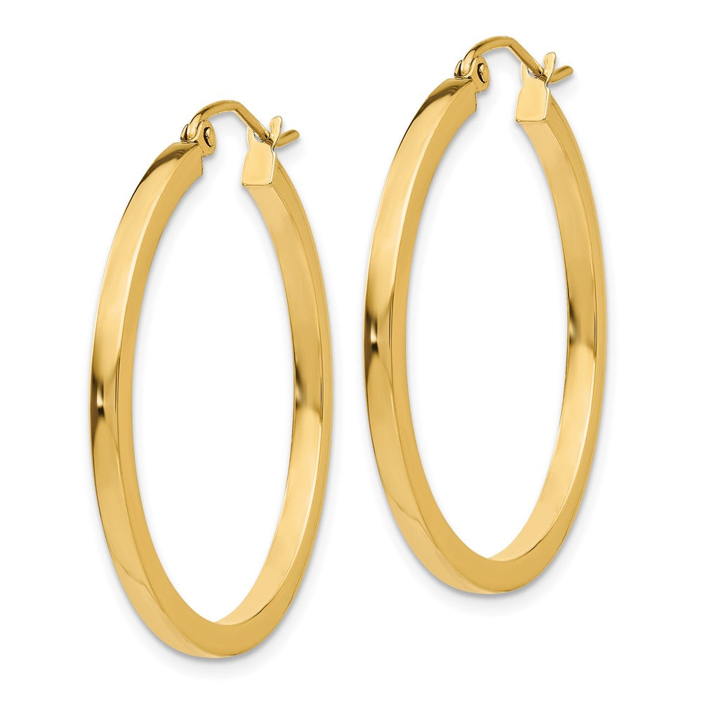 10k Yellow Gold 35 mm Square Tube Hoop Earrings (1.84 grams)