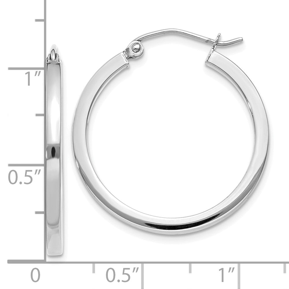 10k White Gold 2 mm Square Tube Hoops (1.51 grams)