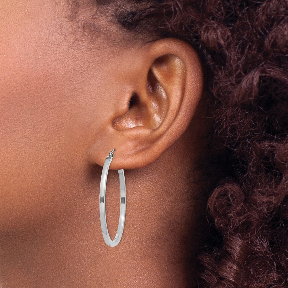 10k White Gold 2 mm Square Tube Hoops (2.22 grams)