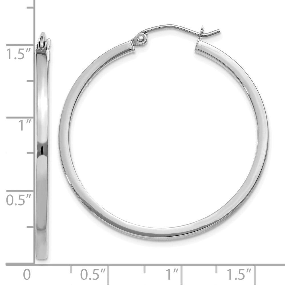 10k White Gold 2 mm Square Tube Hoops (2.22 grams)