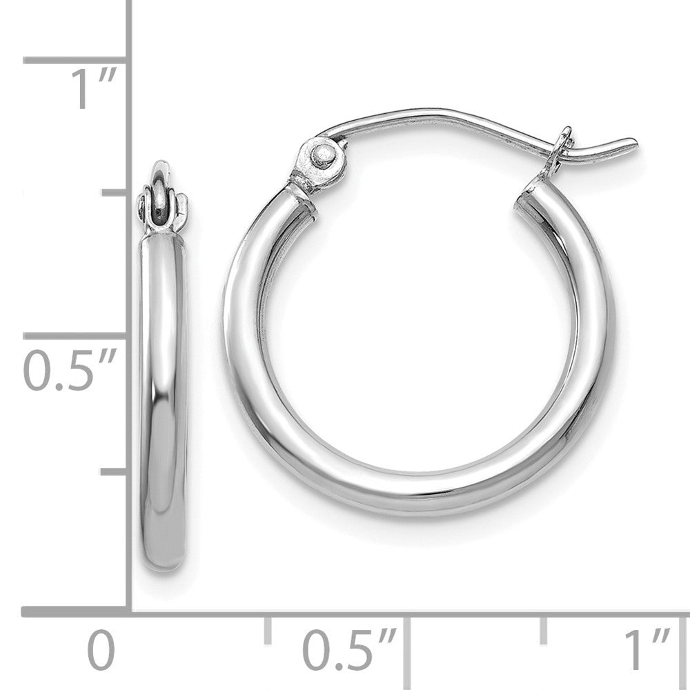 10k White Gold 17.97 mm Lightweight Tube Hoop Earrings (0.85 grams)