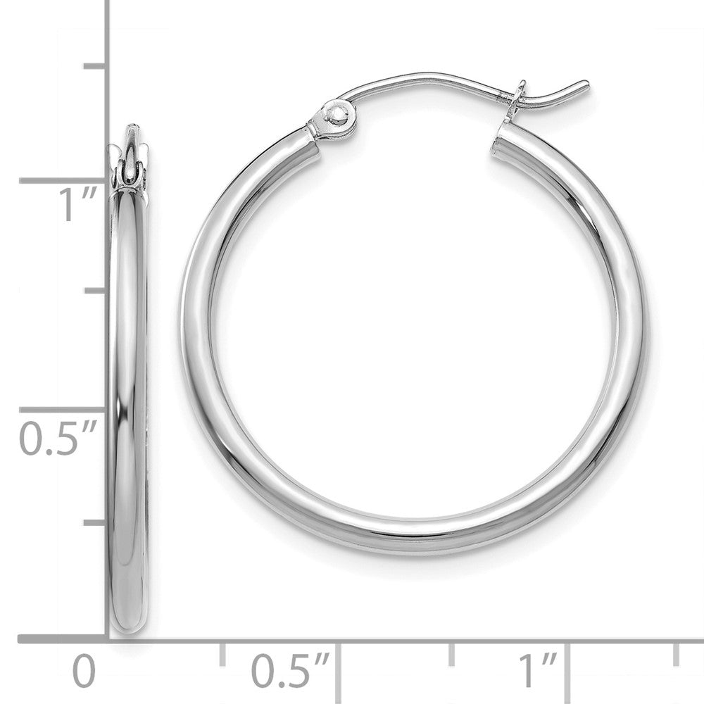 10k White Gold 25.76 mm Tube Hoop Earrings (1.49 grams)