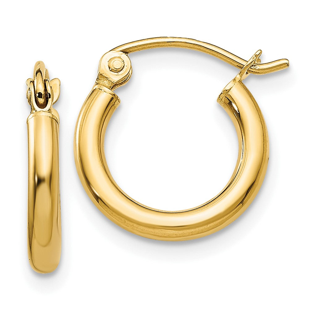 10k Yellow Gold 12.25 mm Tube Hoop Earrings (0.71 grams)