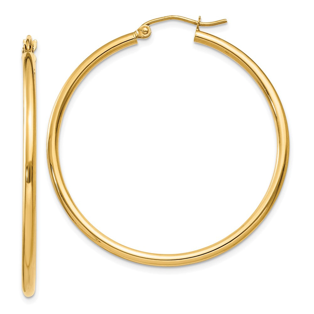 10k Yellow Gold 39.9 mm Lightweight Tube Hoop Earrings (2.04 grams)