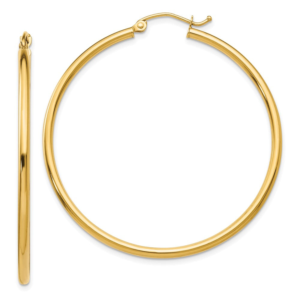10k Yellow Gold 45.44 mm Lightweight Tube Hoop Earrings (2.14 grams)