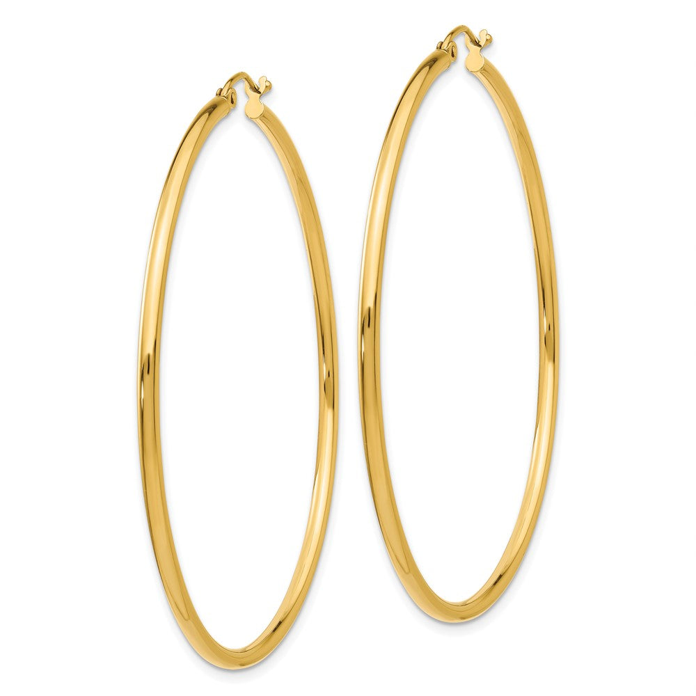 10k Yellow Gold 55.95 mm Lightweight Tube Hoop Earrings (2.6 grams)