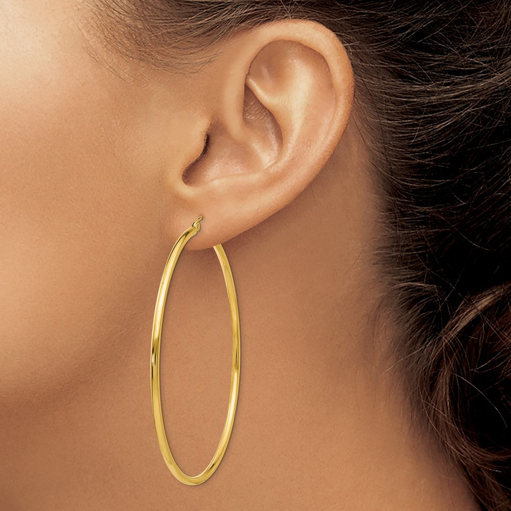 10k Yellow Gold 60.49 mm Tube Hoop Earrings (3.39 grams)