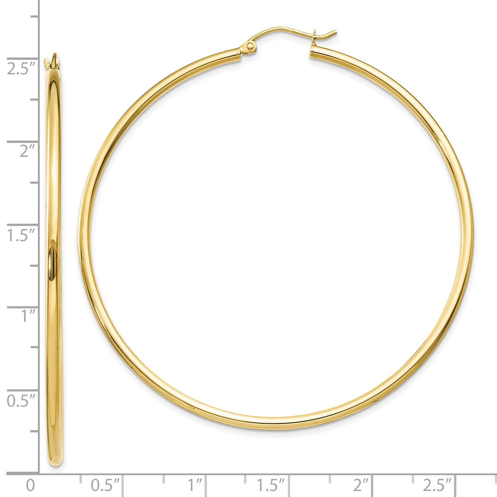 10k Yellow Gold 60.49 mm Lightweight Tube Hoop Earrings (2.83 grams)