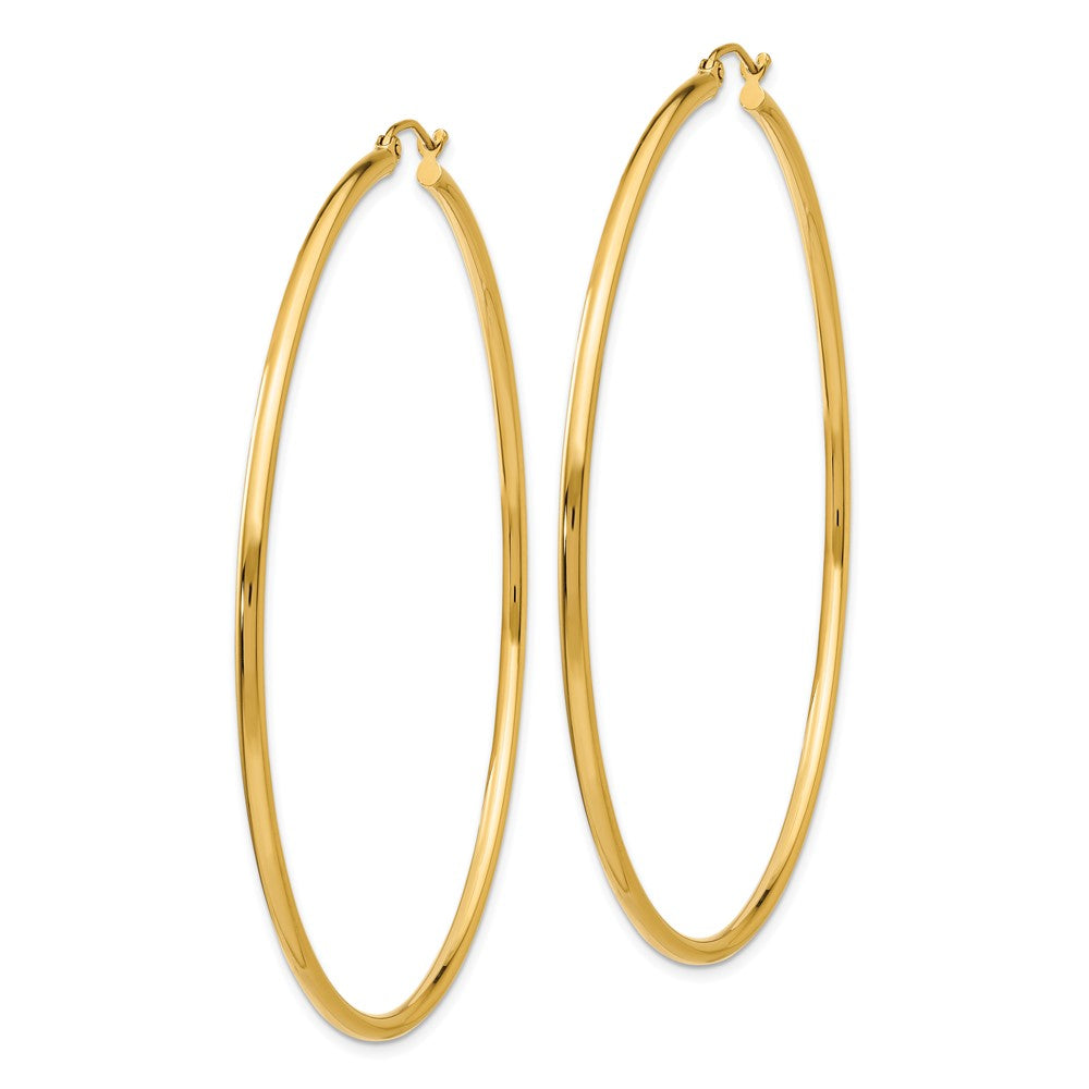 10k Yellow Gold 68.46 mm Lightweight Tube Hoop Earrings (2.89 grams)