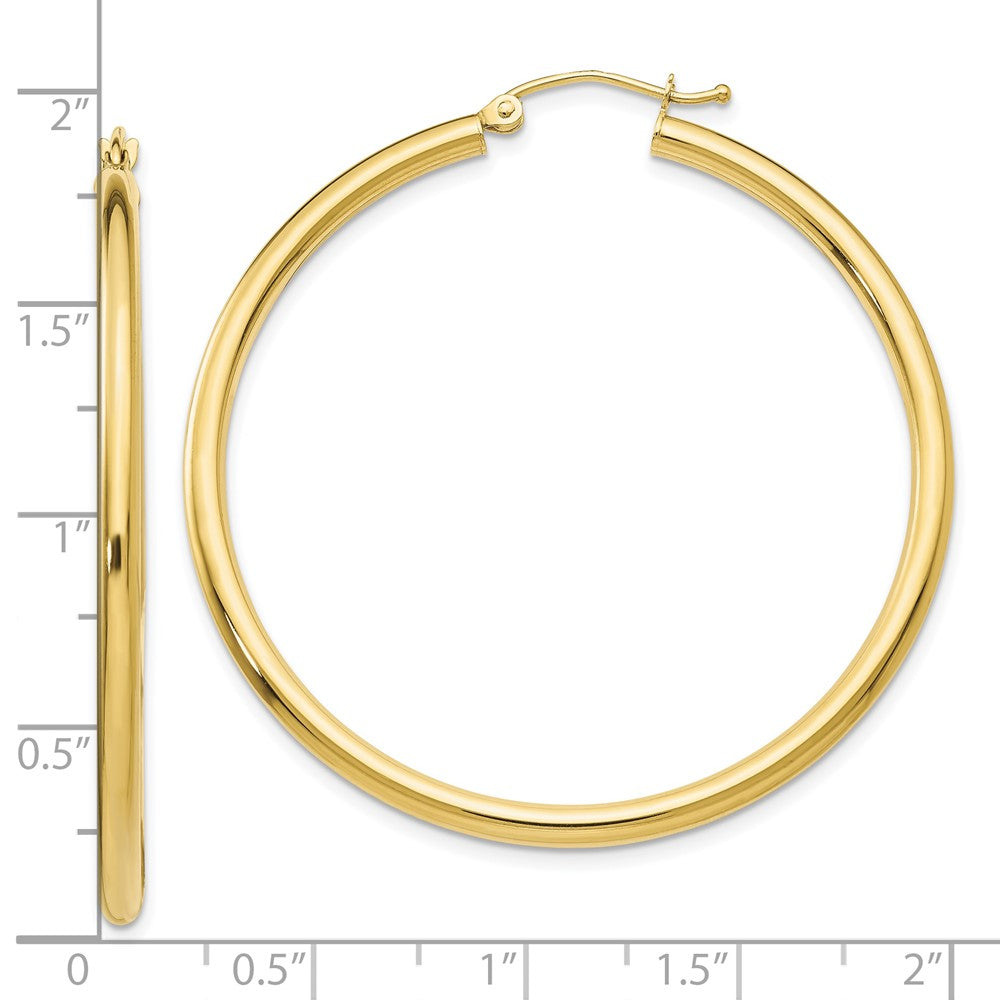 10k Yellow Gold 45.89 mm Lightweight Tube Hoop Earrings (2.58 grams)
