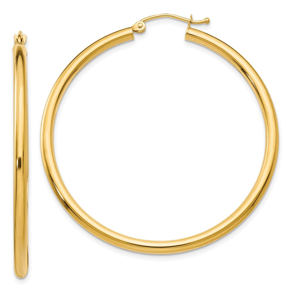10k Yellow Gold 45.89 mm Lightweight Tube Hoop Earrings (2.58 grams)