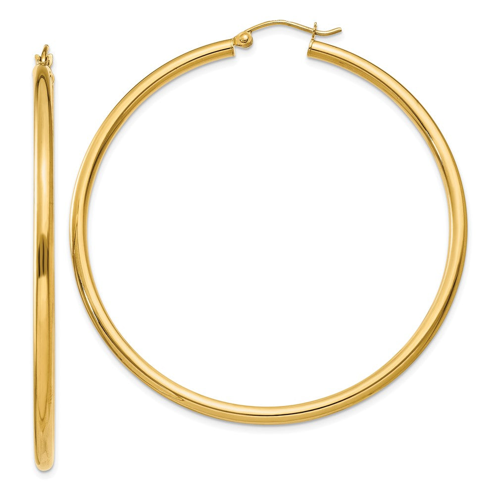 10k Yellow Gold 55.45 mm Lightweight Tube Hoop Earrings (3.08 grams)