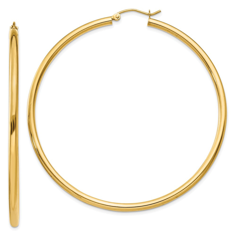 10k Yellow Gold 60.96 mm Lightweight Tube Hoop Earrings (3.92 grams)