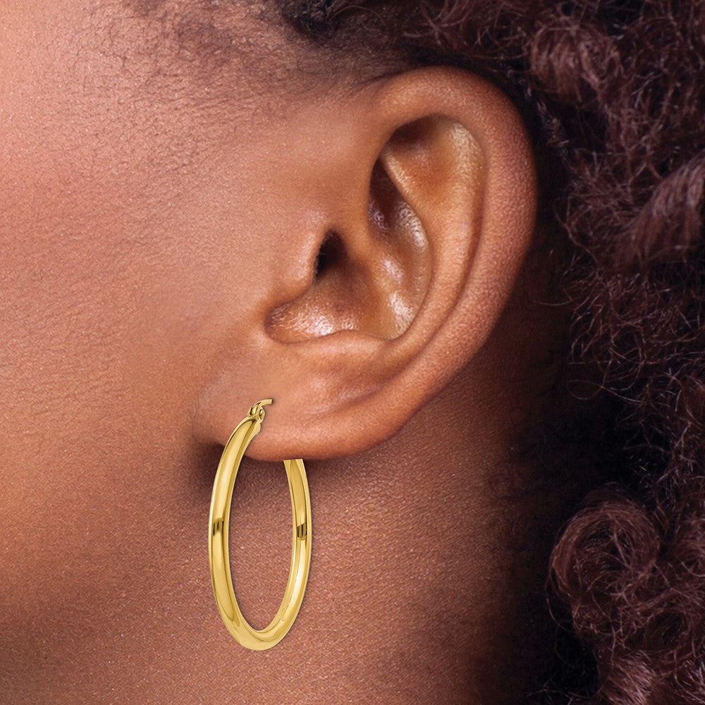 10k Yellow Gold 30.12 mm Tube Hoop Earrings (2.13 grams)
