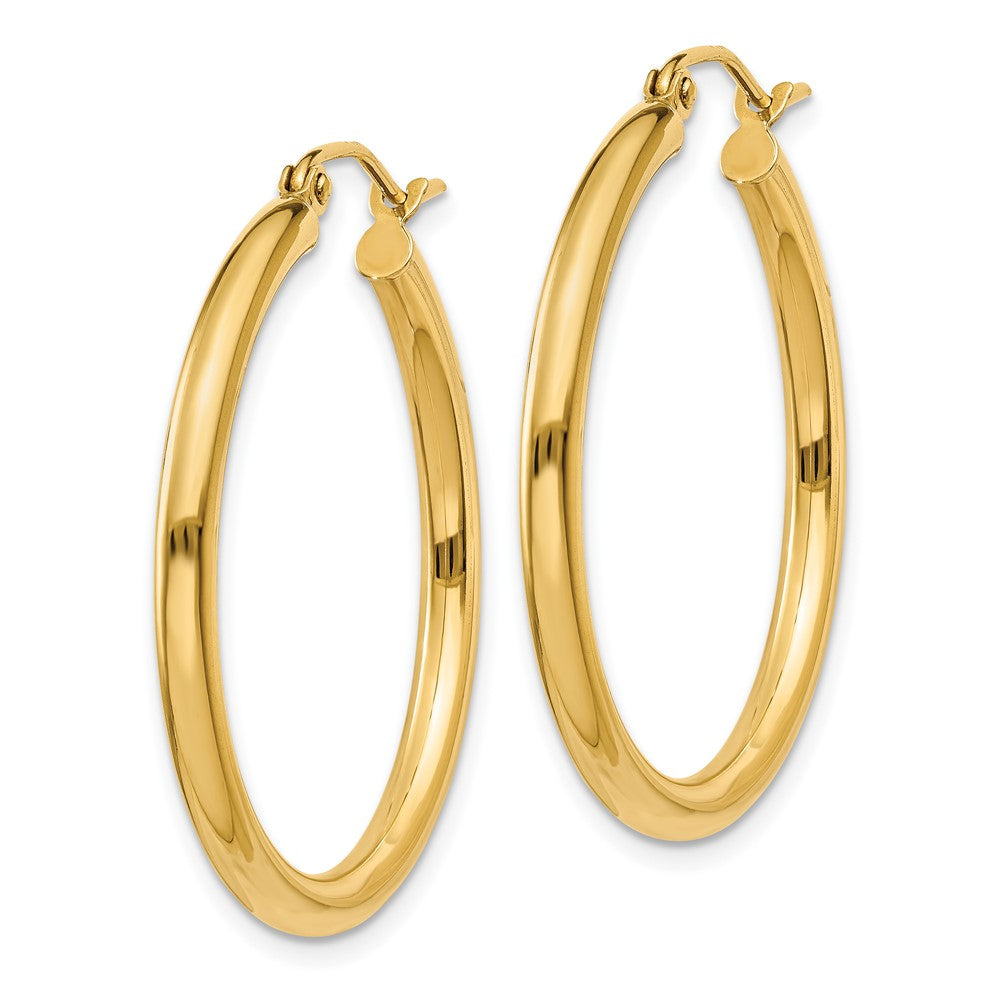 10k Yellow Gold 30.12 mm Lightweight Tube Hoop Earrings (1.74 grams)