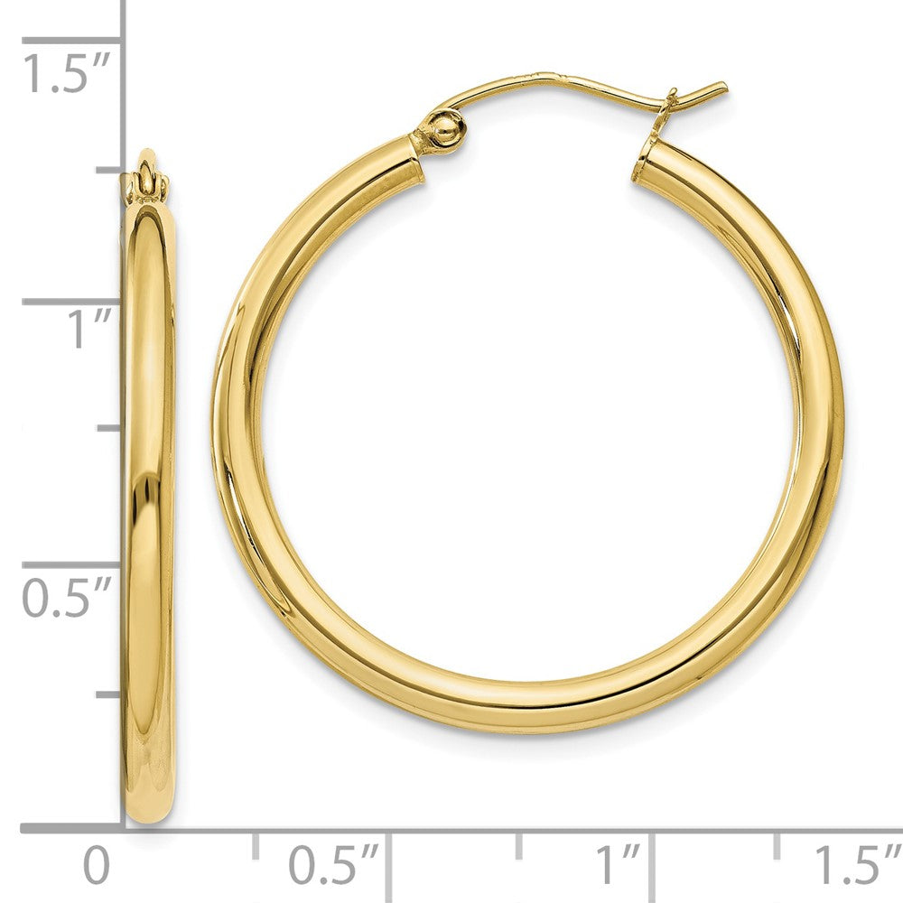 10k Yellow Gold 30.12 mm Lightweight Tube Hoop Earrings (1.74 grams)