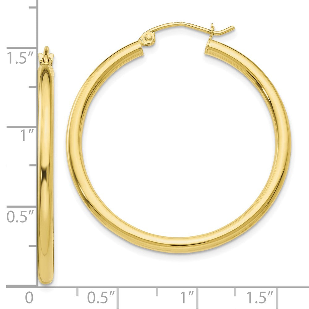 10k Yellow Gold 35.38 mm Tube Hoop Earrings (2.54 grams)