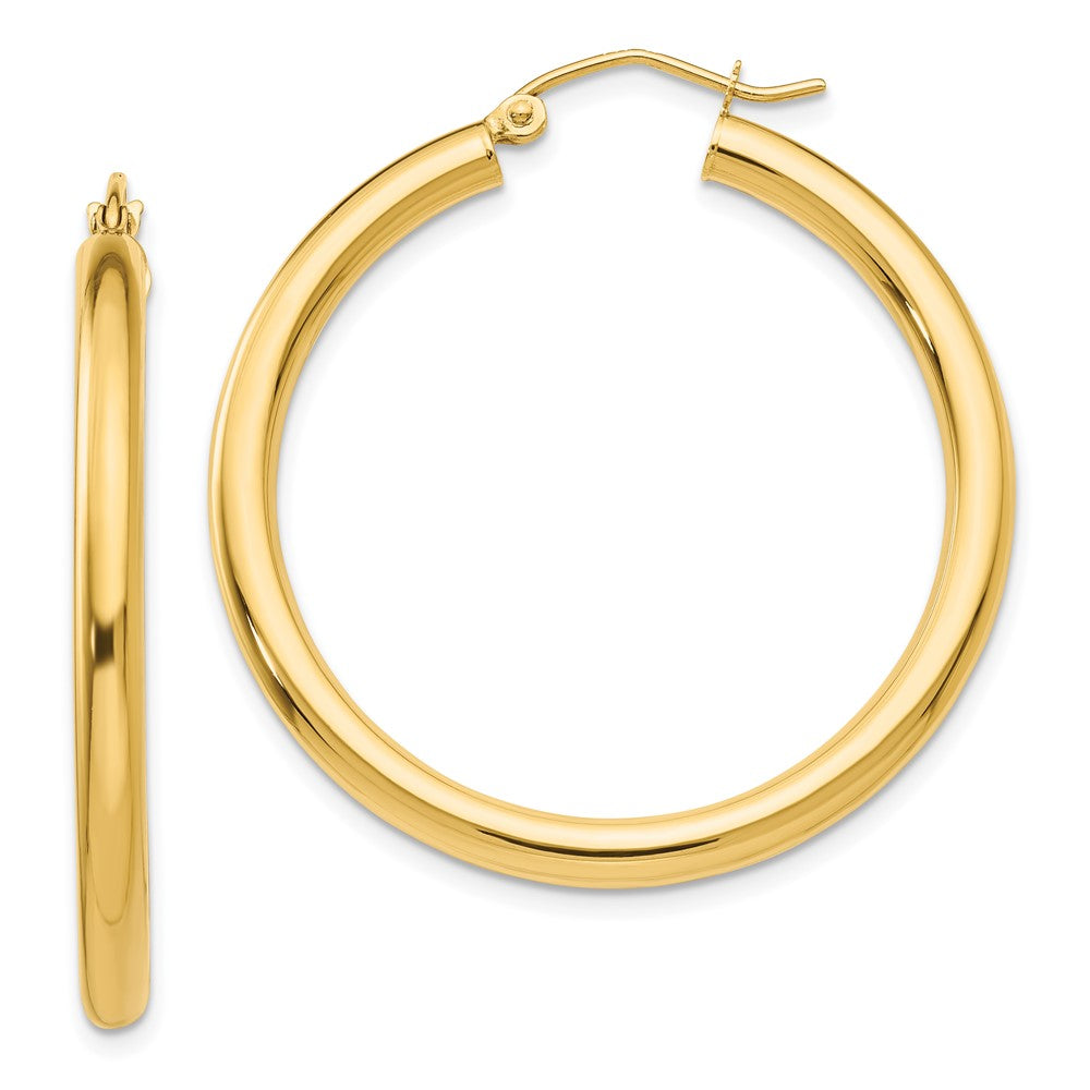 10k Yellow Gold 3 mm Lightweight Tube Hoop Earrings (2.34 grams)
