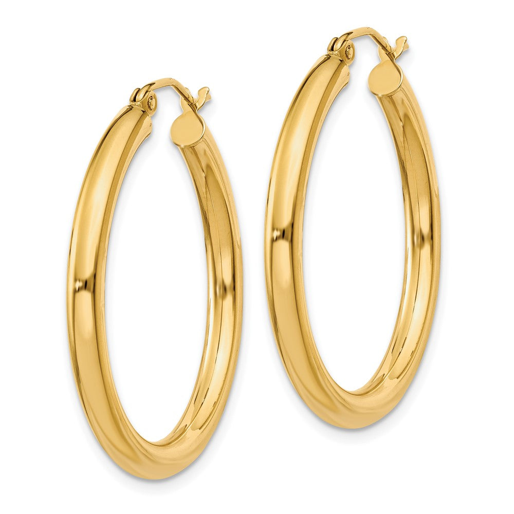 10k Yellow Gold 3 mm Lightweight Tube Hoop Earrings (1.91 grams)