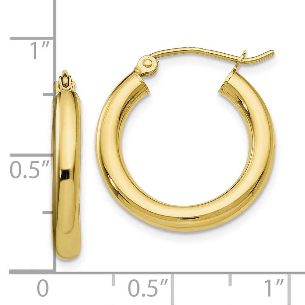 10k Yellow Gold 19.33 mm Tube Hoop Earrings (1.37 grams)