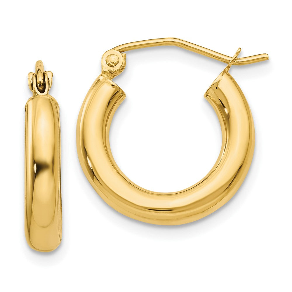 10k Yellow Gold 3 mm Lightweight Tube Hoop Earrings (0.91 grams)