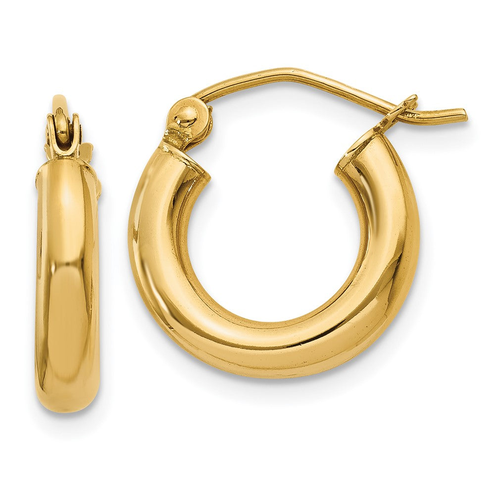 10k Yellow Gold 14.15 mm Tube Hoop Earrings (0.98 grams)