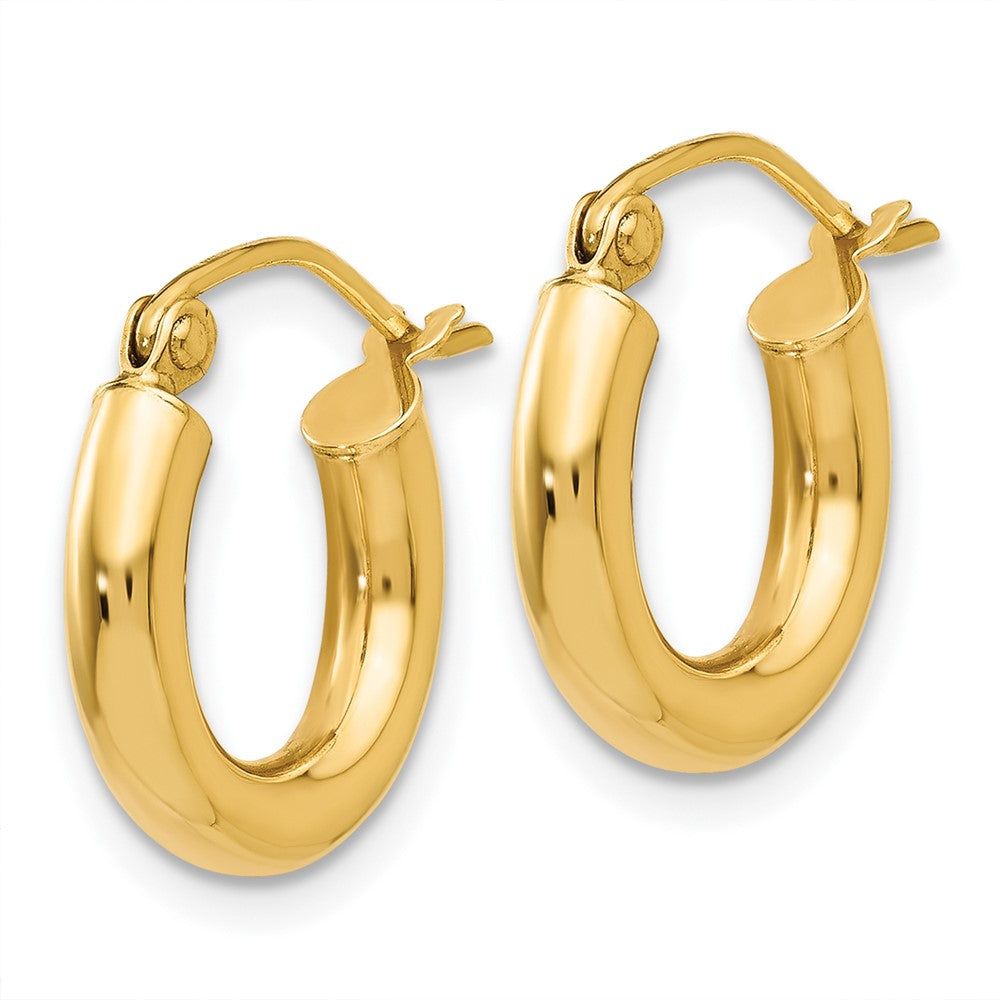 10k Yellow Gold 3 mm Lightweight Tube Hoop Earrings (0.9 grams)