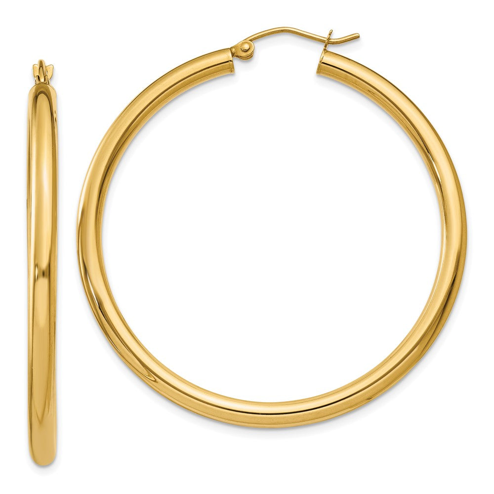 10k Yellow Gold 3 mm Lightweight Tube Hoop Earrings (2.83 grams)