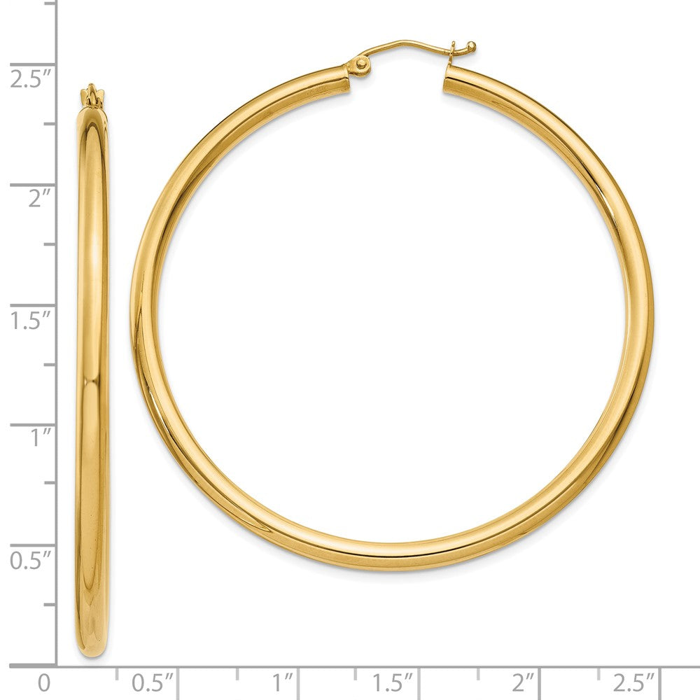 10k Yellow Gold 3 mm Lightweight Tube Hoop Earrings (3.54 grams)