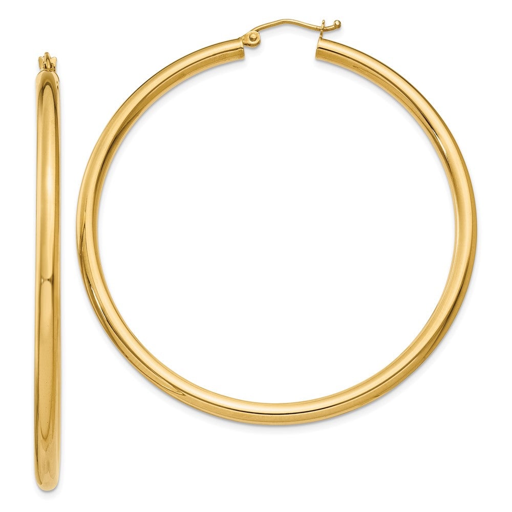 10k Yellow Gold 3 mm Lightweight Tube Hoop Earrings (3.54 grams)