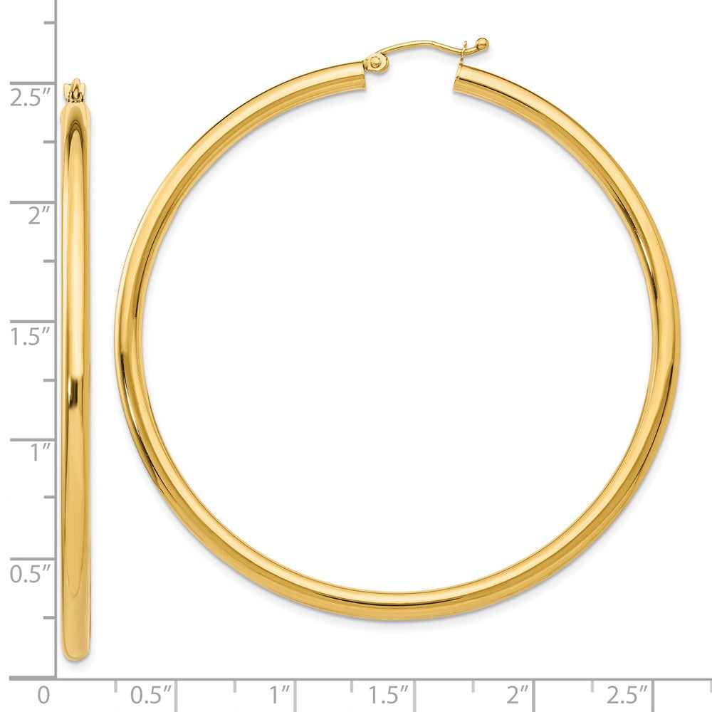 10k Yellow Gold 3 mm Lightweight Tube Hoop Earrings (4.01 grams)