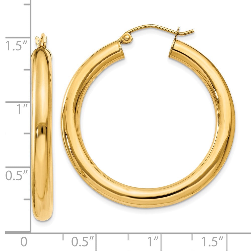 10k Yellow Gold 4 mm Lightweight Tube Hoop Earrings (2.75 grams)