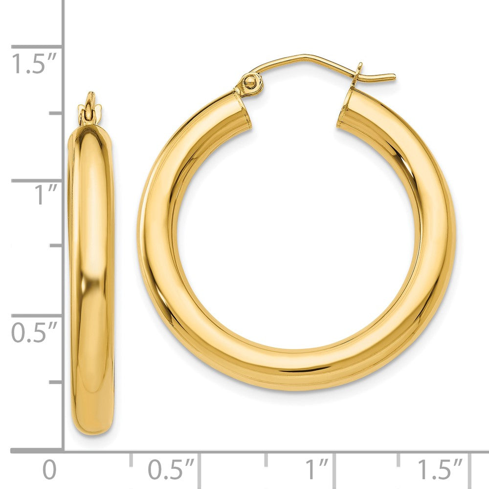 10k Yellow Gold 4 mm Lightweight Tube Hoop Earrings (2.15 grams)