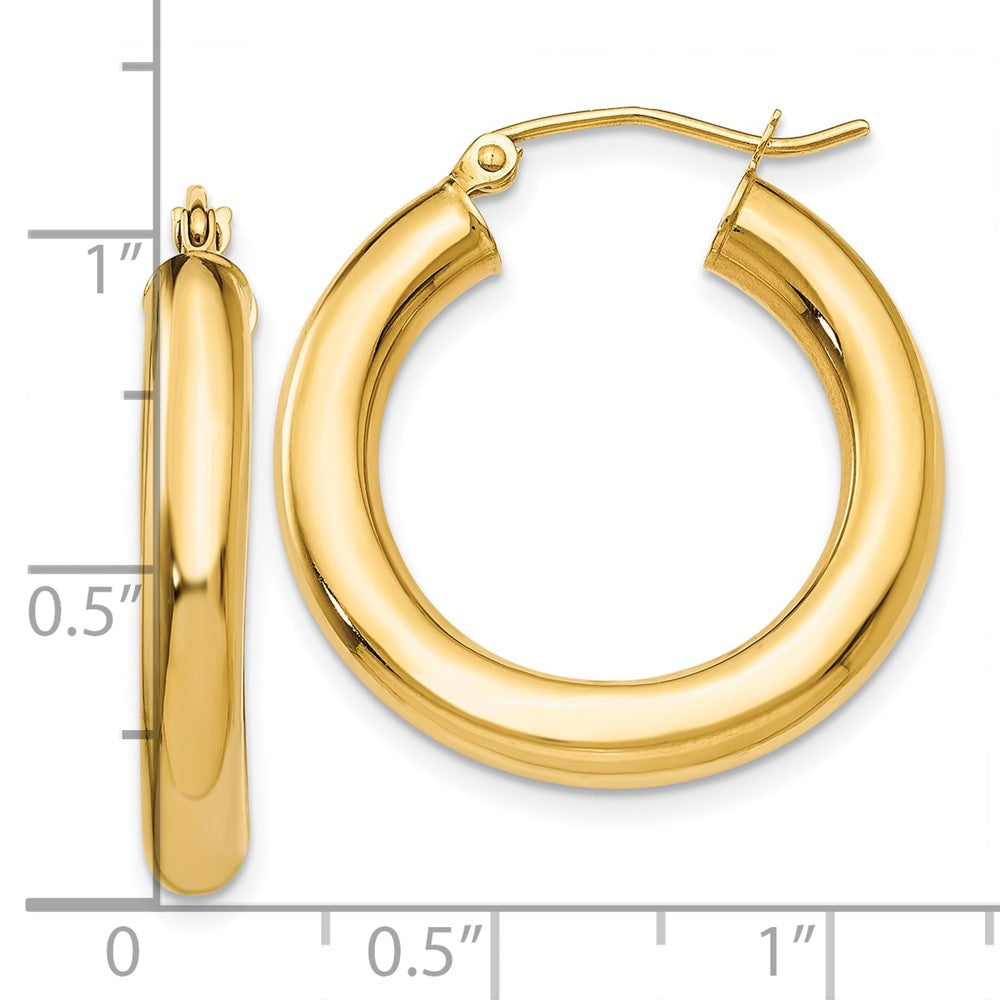 10k Yellow Gold 4 mm Lightweight Tube Hoop Earrings (1.9 grams)