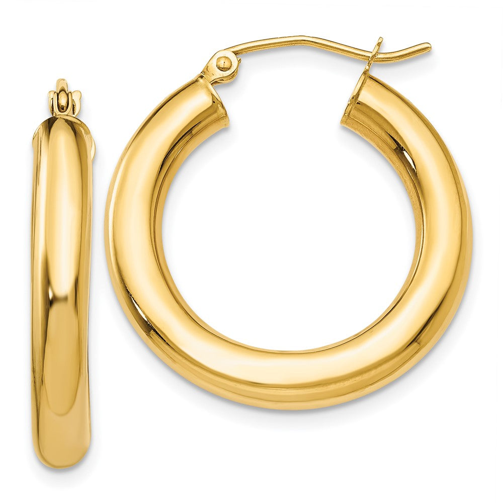 10k Yellow Gold 4 mm Lightweight Tube Hoop Earrings (1.9 grams)